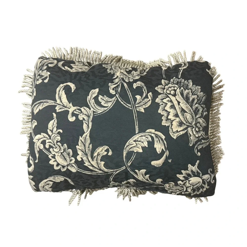 Croscill King Pillow Shams Throw Pillow Navy Gold Damask Set Hollywood Regency